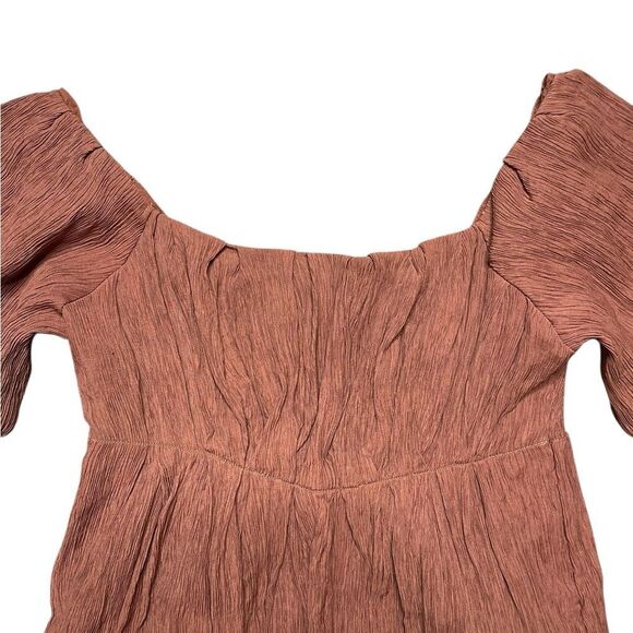 BOHME Dasha Textured Mini Dress Terracotta Size Small - Picture 7 of 9